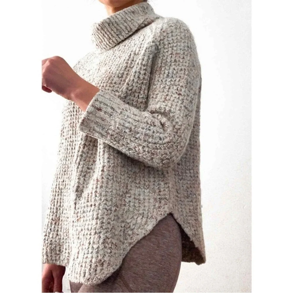 Free People Dylan Tweedy Pullover Heathered blue grey Size XL wool